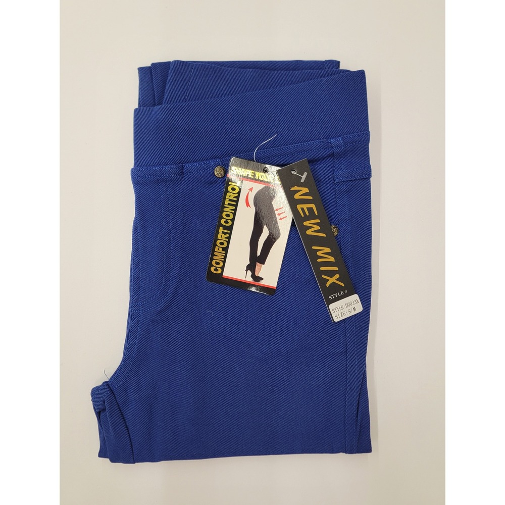 New Mix Comfort Control Royal Blue Curve Jeggings S/M Small Med Stretch #D0023A - Picture 2 of 5